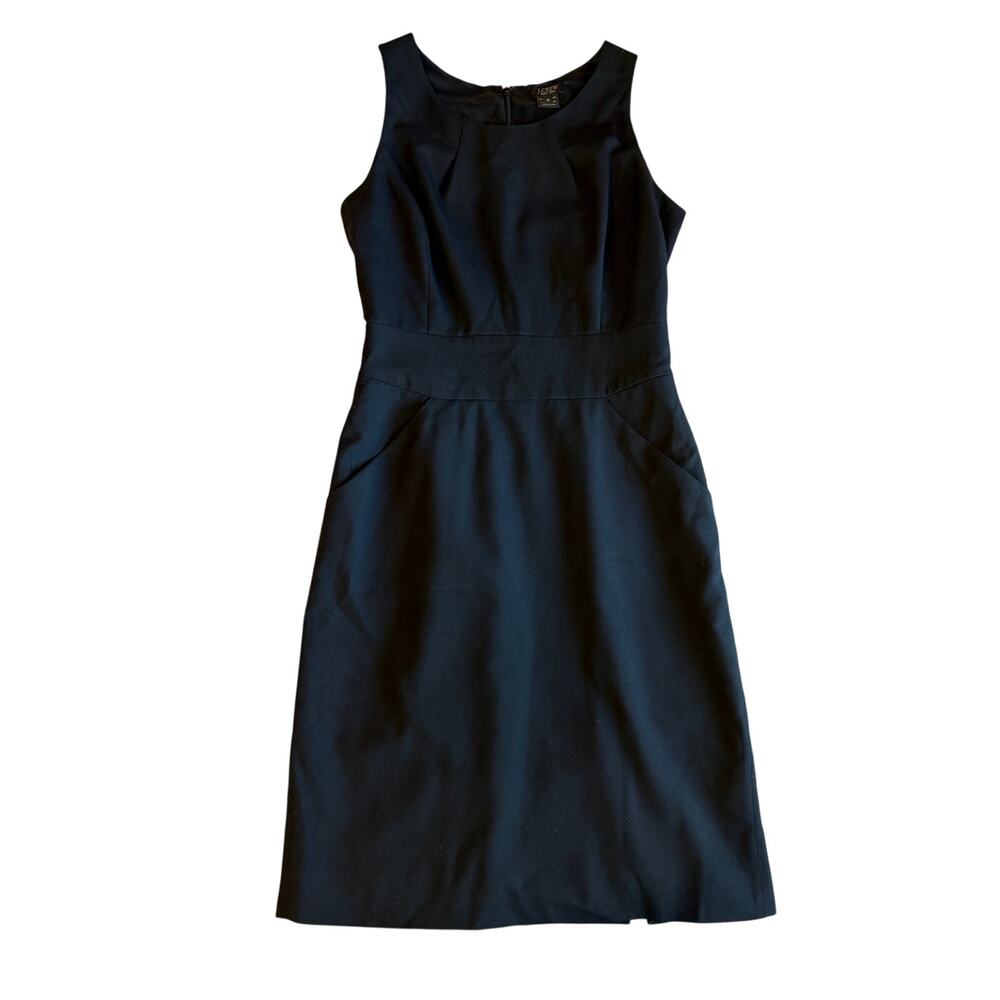 J. Crew Emmaleigh Super 120’s Wool Business Classic Sleeveless Dress 0 Black